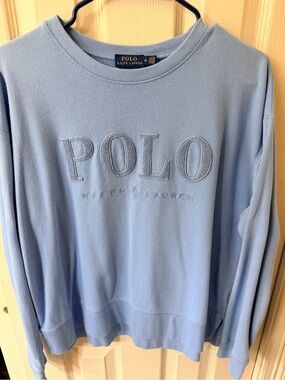 Ralph Lauren Light Blue POLO Embroidered Crewneck Sweater